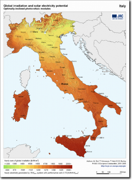 mappa irraggiamento PVGIS