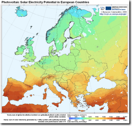 mappa irraggiamento europa